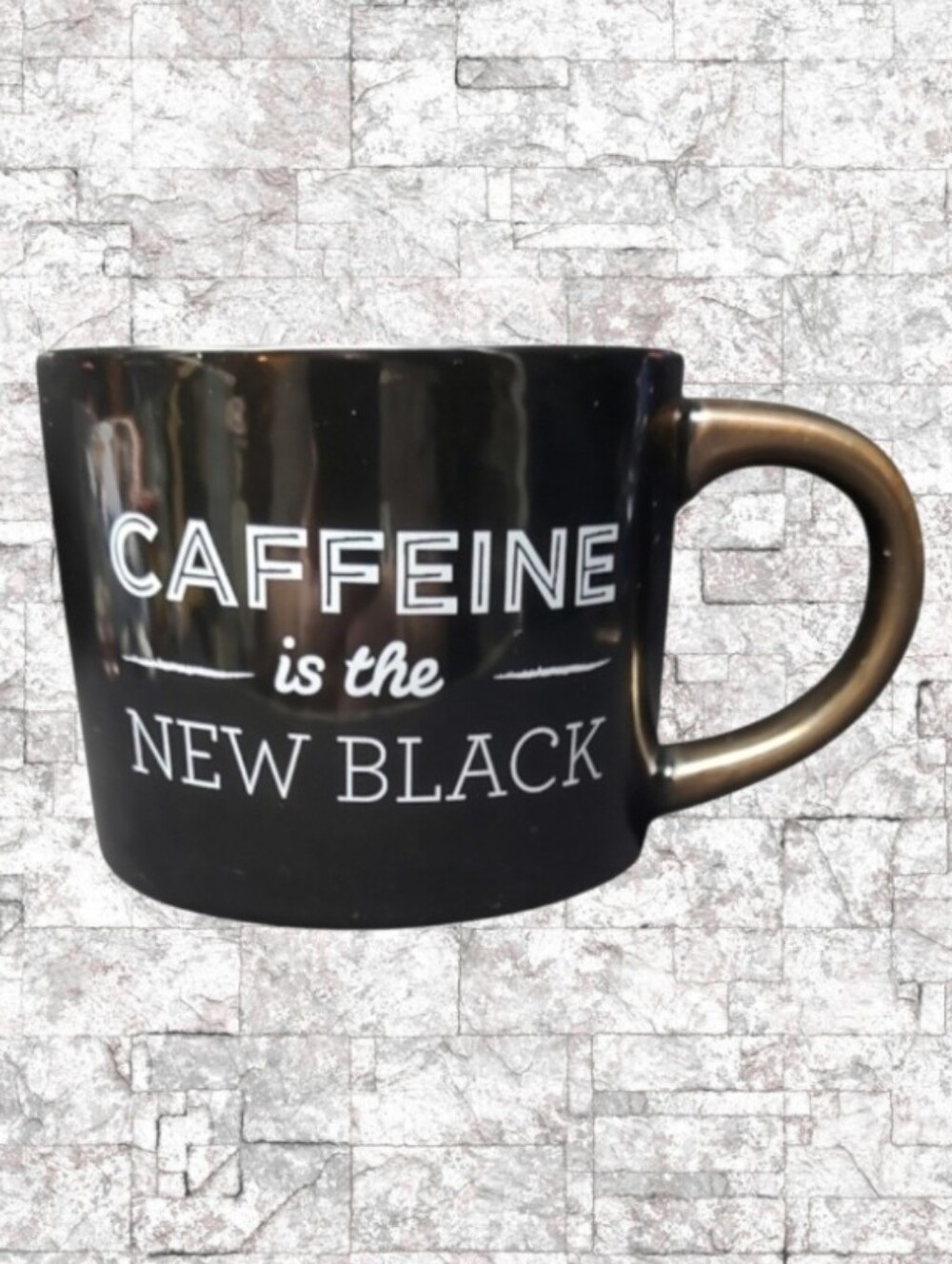 TARGET THRESHOLD STONEWARE "CAFFEINE IS THE NEW BLACK" COFFEE MUG